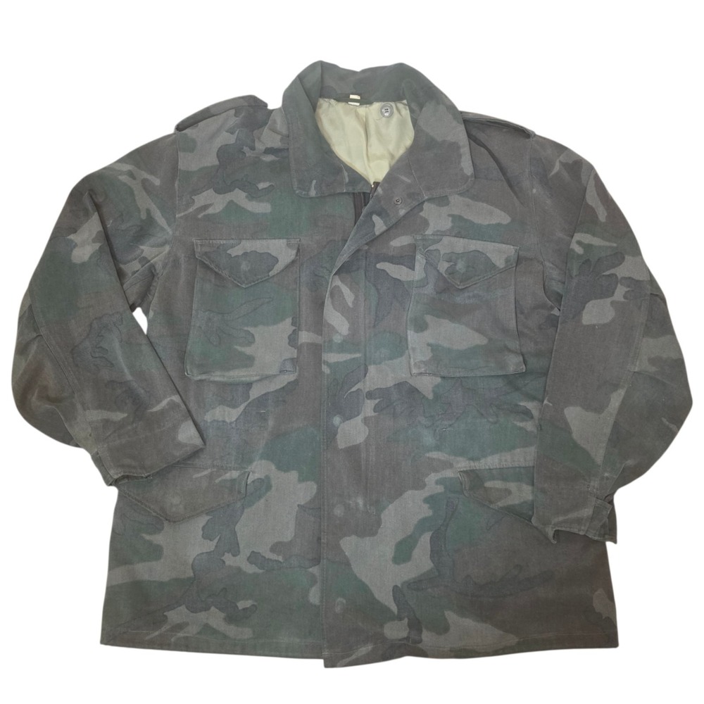 Vintage Woodland Camo Field Jacket Mens XL Military Style Hunting Utility Coat